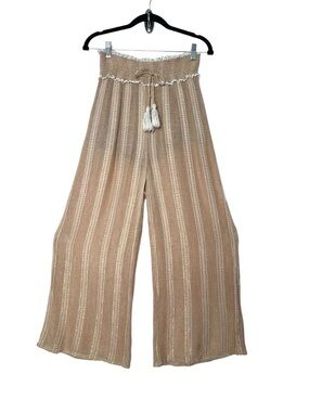 Boho Coastal Open Weave Stretchy Waistband Tassel Beach Cover Up Earthy Hobbit